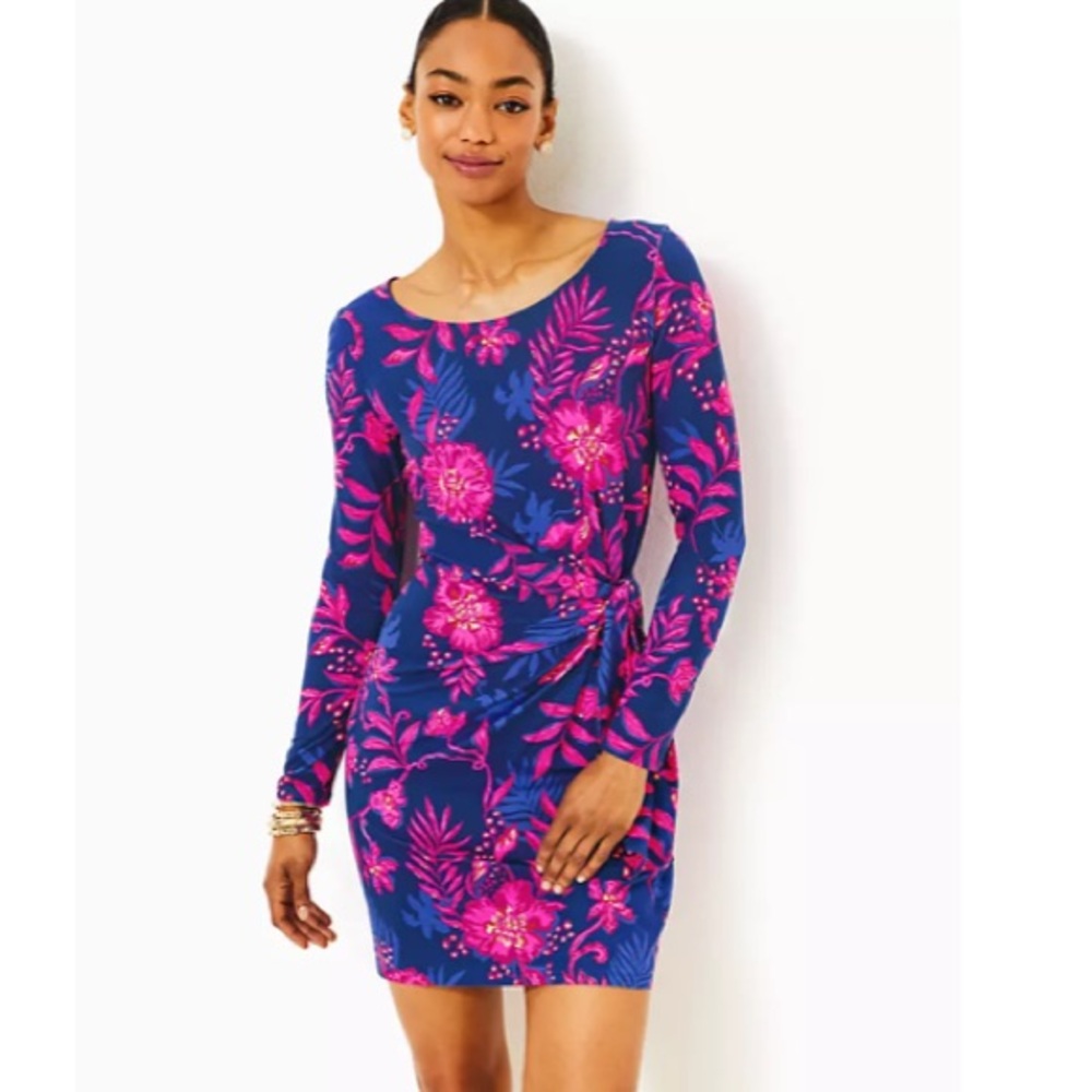 NWT Lilly Pulitzer Bryson Long Sleeve Blue Med Never Ending Summer Dress